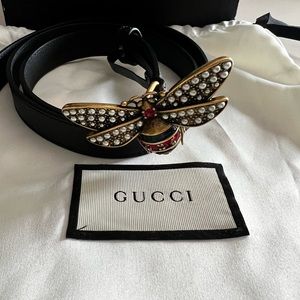 Gucci Queen Margaret Bee belt skinny belt black Sz 90